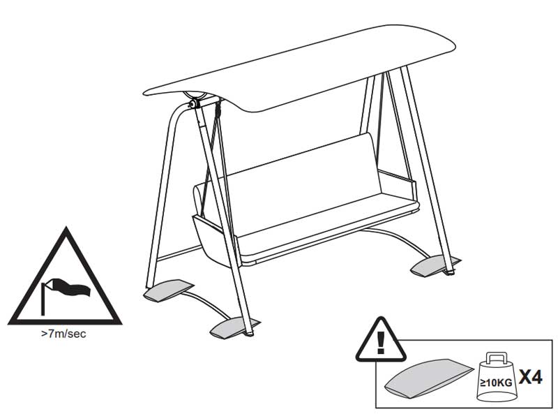 Baštenska ljuljaška sa tendom Trosed - pogled 4