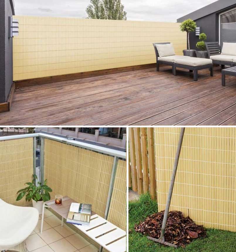 Ograda od veštačkog bambusa - 2m x 3m Bež - pogled 4