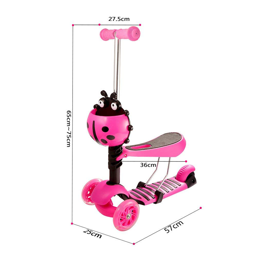 Dečiji trotinet guralica sa sedištem 3u1 Bubamara roze 652 - pogled 4