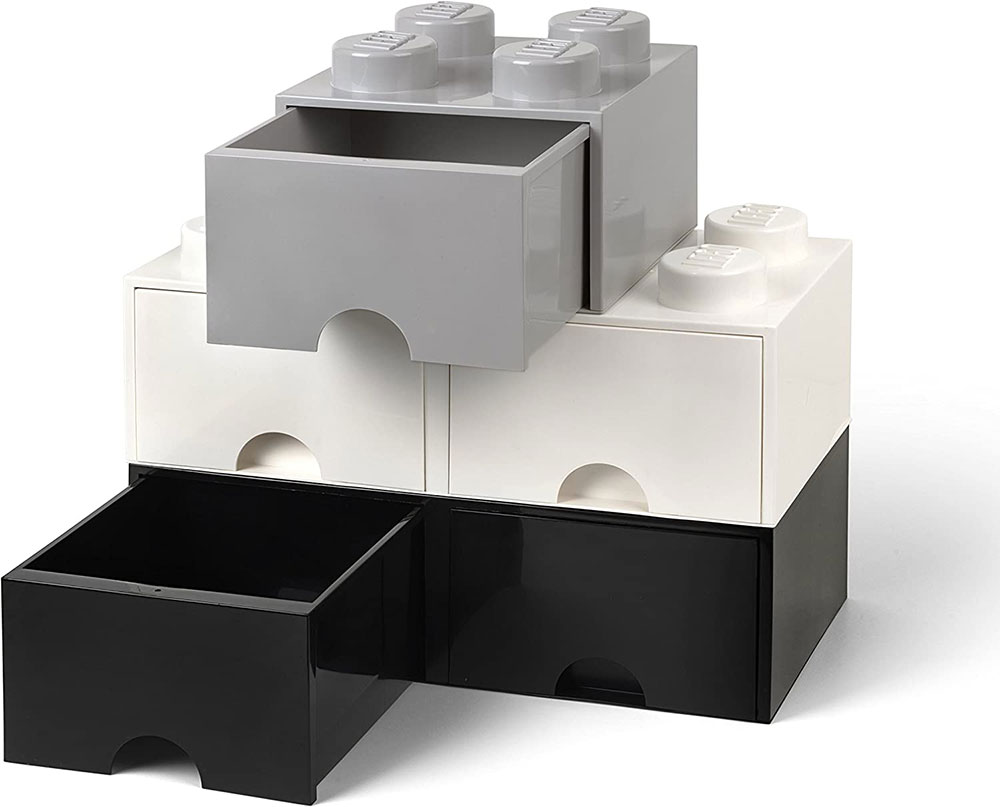 Kutija - fioka za odlaganje LEGO® Kocka 4 25x25x18cm tamnosiva 4005 - pogled 4