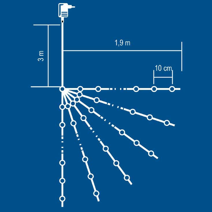 Račvasti svetleći niz sa 120 toplo belih LED dioda ML120/WW - pogled 4