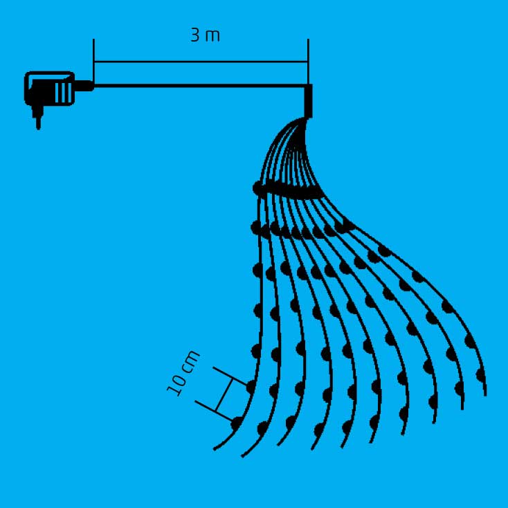 Račvasti svetleći niz sa 200 hladno belih LED dioda ML200/WH - pogled 4