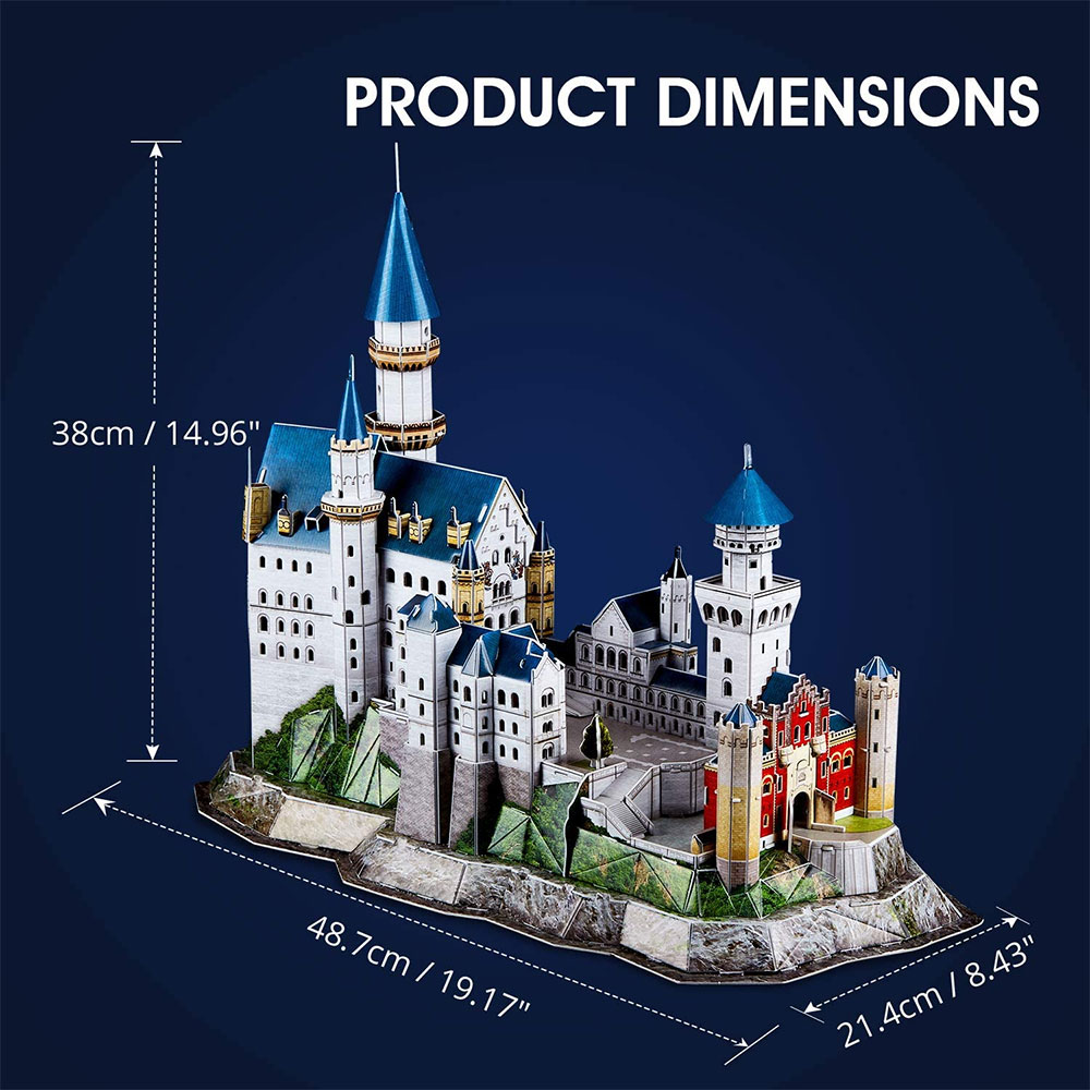 CubicFun 3D Puzzle Sa LED Svetlom Neuschwanstein Zamak L174h - pogled 4