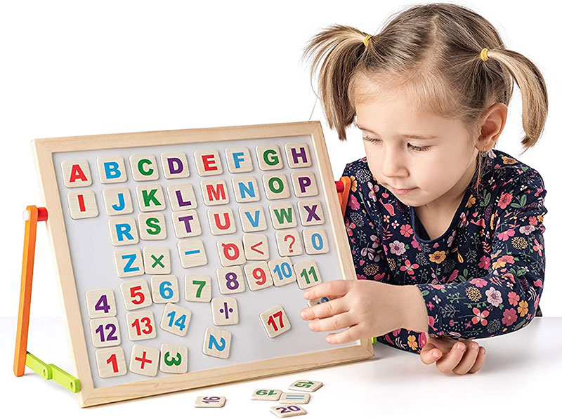 WOODY Dvostrana tabla za pisanje sa priborom, brojevima i slovima 90107 - pogled 4