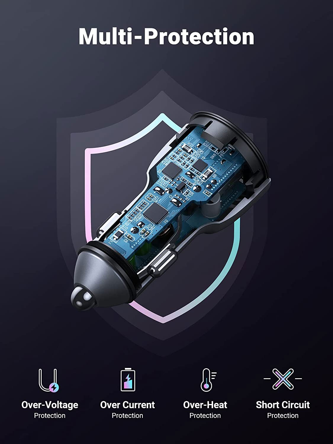 Ultra brzi PD auto punjač 42.5W USB-A i USB-C Ugreen CD213 - pogled 4