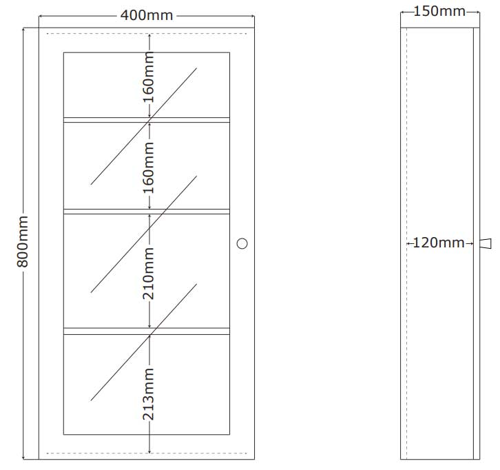 Zidni ormarić sa policama 40x80x15 Crni - pogled 4