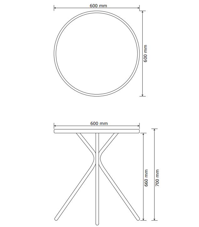 Balkonski stočić Pulsar 60x70cm Crni - pogled 4