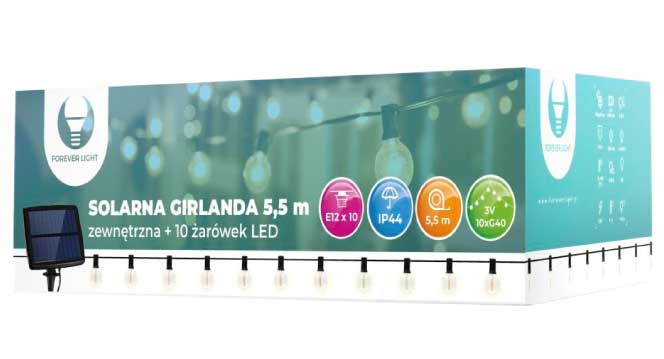 Niz od 10 LED sijalica sa solarnim napajanjem 5.5m RTV100004 - pogled 4