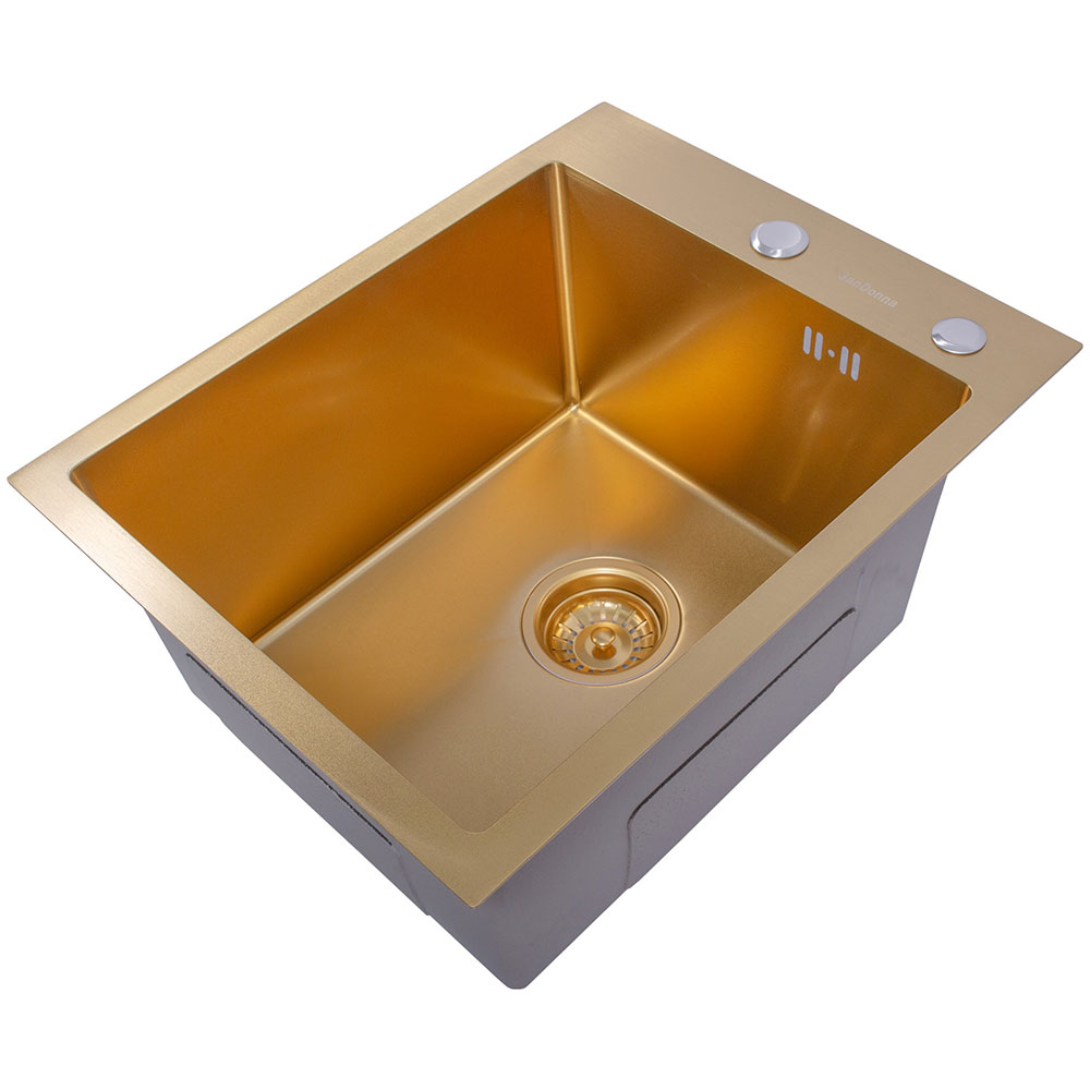 SanDonna HD4050 limena četvrtasta sudopera u zlatnoj boji sa sifonom, dozerom i držačem - pogled 4