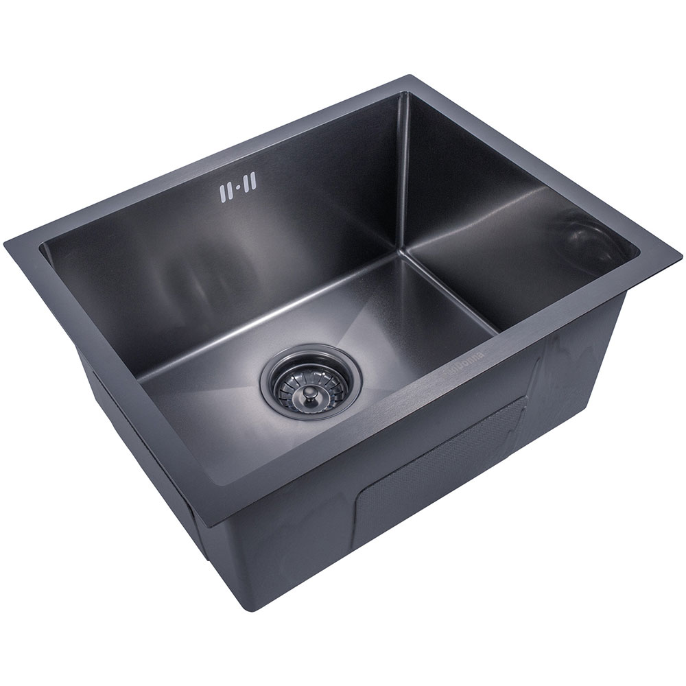 SanDonna HD5040 podgradna limena četvrtasta sudopera sa sifonom, dozerom i držačem u crnoj boji - pogled 4