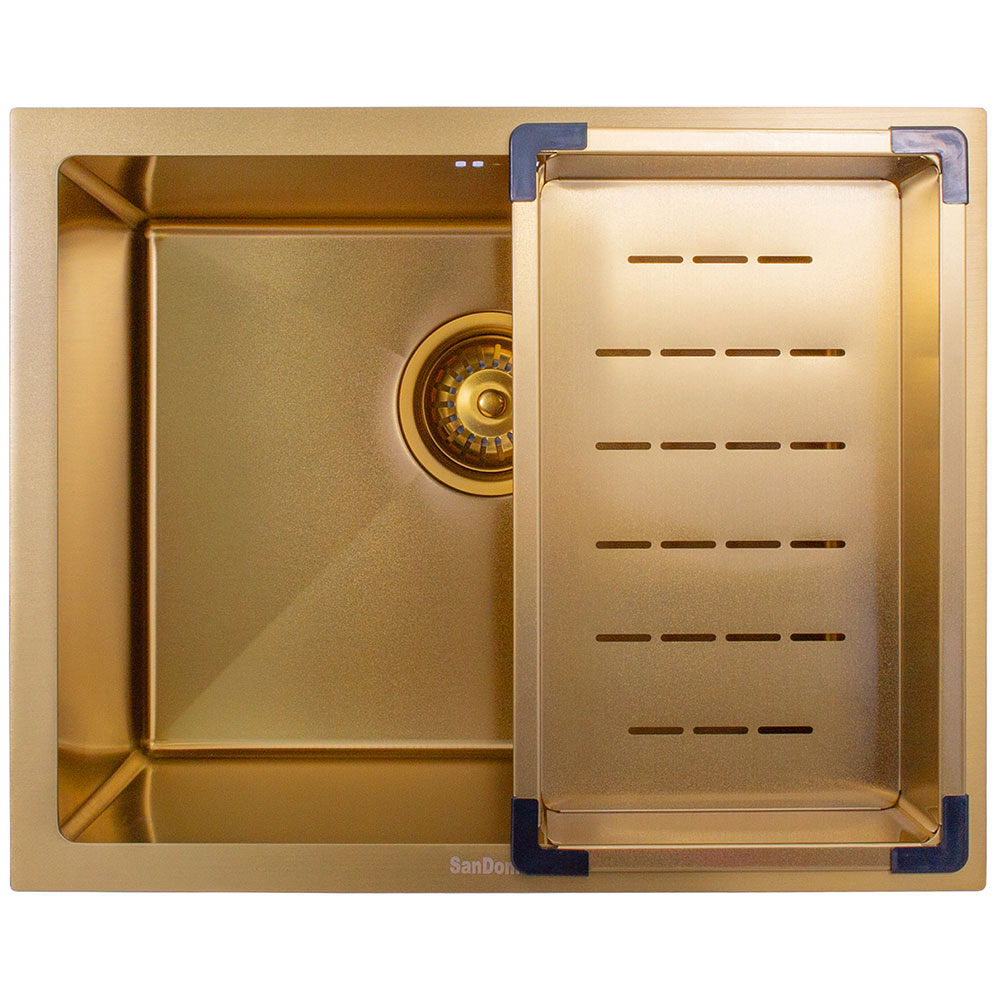 SanDonna HD5040 podgradna limena četvrtasta sudopera sa sifonom, dozerom i držačem u zlatnoj boji - pogled 4