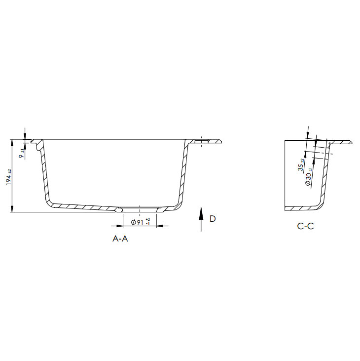 Okrugla granitna sudopera sa sifonom SanDonna Premium Lena u tamno bež boji - pogled 4