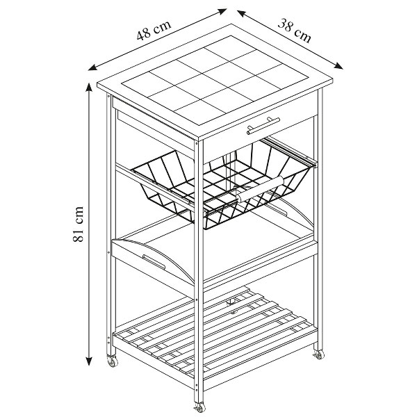 Višenamenska polica sa točkićima Kesper 25776 - pogled 4