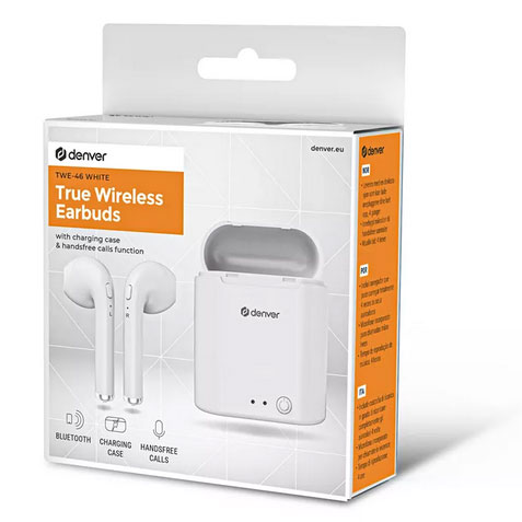 True Wireless Bluetooth Earbuds Denver TWE-46 White - pogled 4