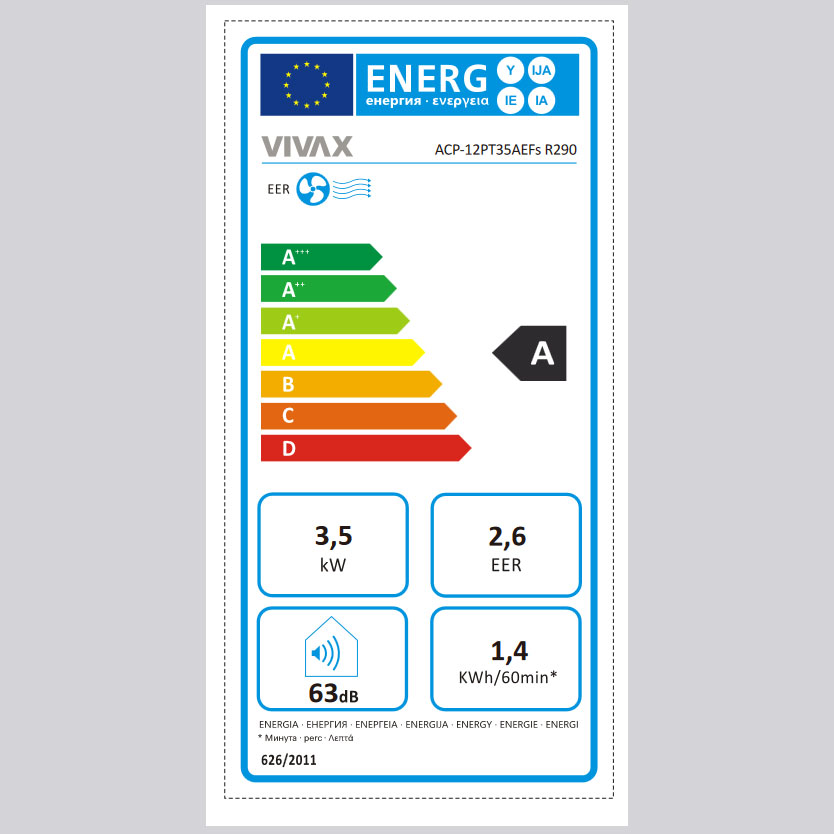 Vivax mobilna klima ACP-12PT35AEFs R290 - pogled 4