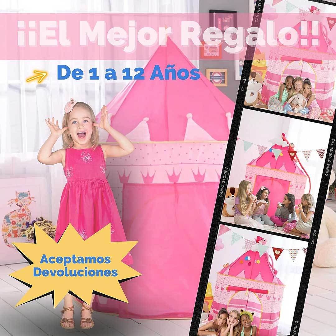 Dečiji Šator Za Igru i Kampovanje - Pink Castle 105 x 135 cm - pogled 4