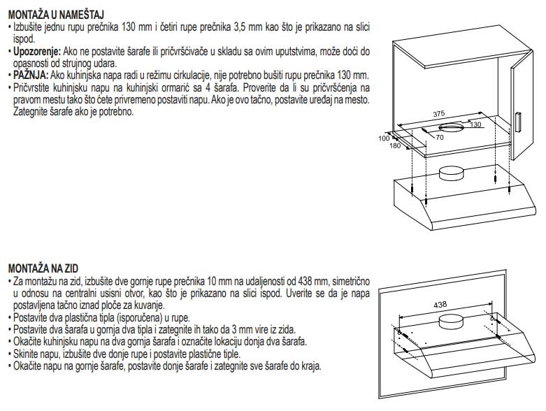 Home Kuhinjski aspirator sa alu filterom Storm White - pogled 4
