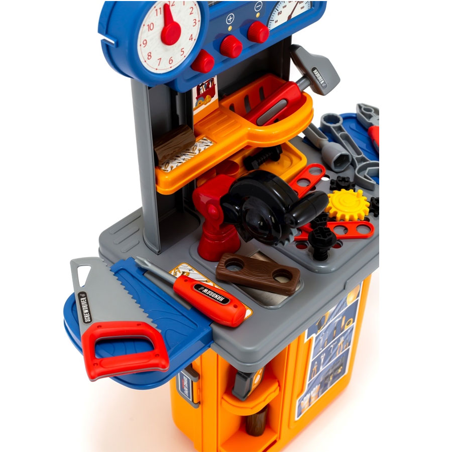 Velika dečija radionica u koferu koja se transformiše u radni sto sa alatom - pogled 4