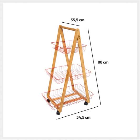 Kuhinjska Polica Merdevine Sa Točkićima Crvene Žice - pogled 4