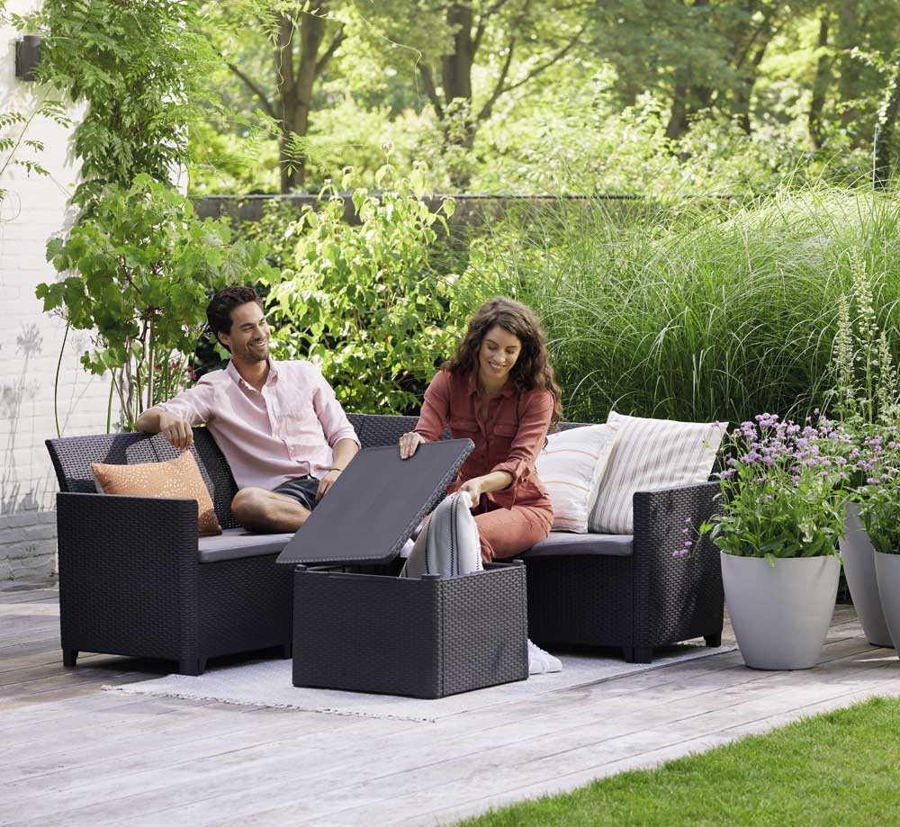 Ugaona garnitura za dvorište ili terasu Sa Box stolom Keter Marie 5 Graphitte - pogled 4