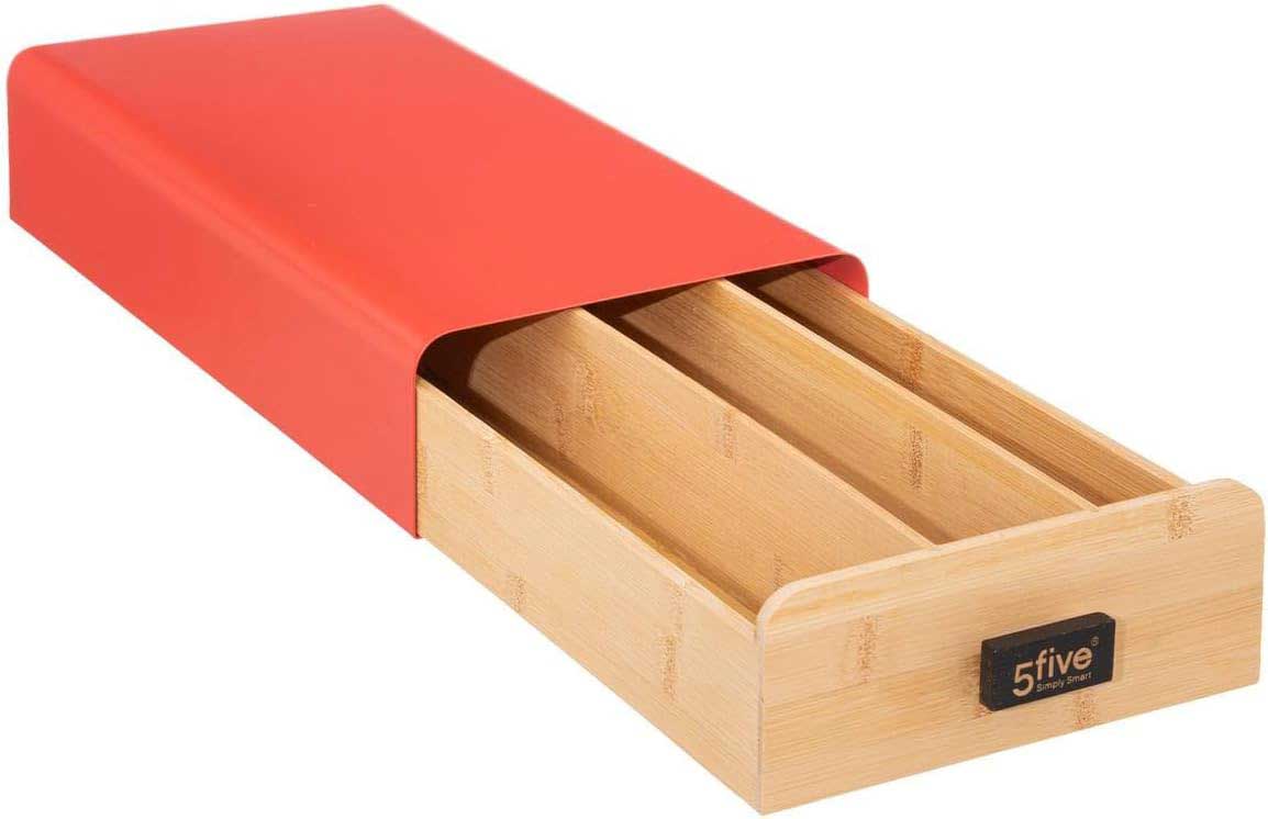 Crvena Metalna Kutija Sa Drvenom Fiokom Za Kapsule Kafe 5five Simply Smart - pogled 4