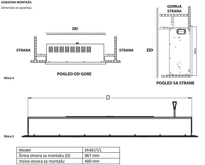 Električni kamin 2000W Prosto EK401T/L - pogled 4