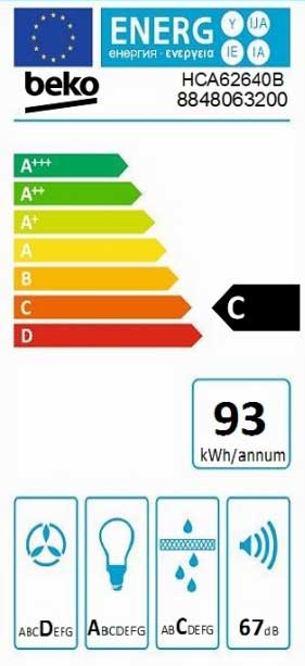 Kuhinjski aspirator Beko HCA62640B - pogled 4