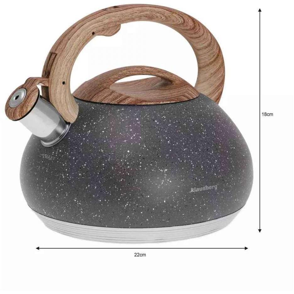 Klausberg KB7280 Čajnik Sa Piskom I Drvenom DrŠkom Crni Mermer 2.7L - pogled 4
