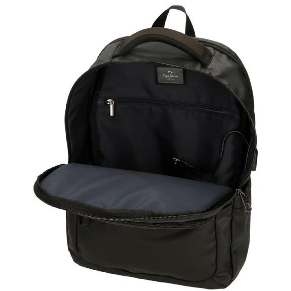 Ranac 44cm sa pregradama za laptop i tablet Pepe Jeans Dortmund black 70228 - pogled 4