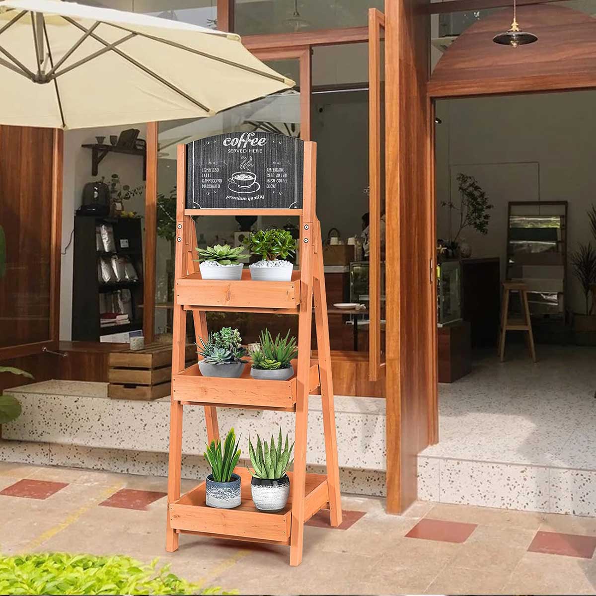 Drvena Polica Za Saksije Sa Tablom Za Poruke - pogled 4