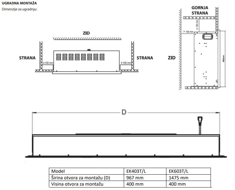 Električni multikolor kamin sa ventilatorom 2000W 60 inča Prosto EK603T/L - pogled 4