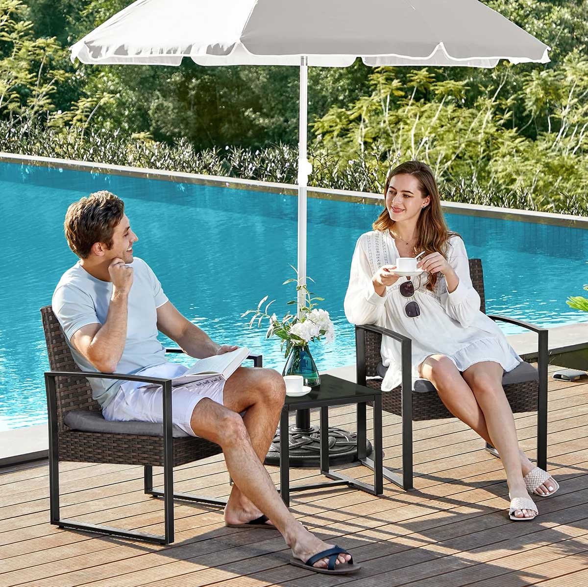 Ratan Set za Terasu - 2 Fotelje sa jastucima i Stočić Ortigia - pogled 4