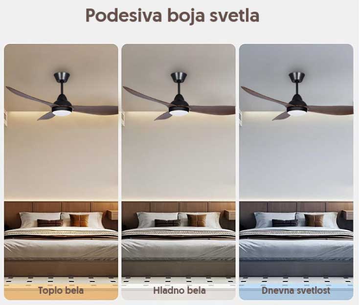 Plafonski ventilator sa LED svetlom 132cm Prosto CFB5205L-3/40 - pogled 4