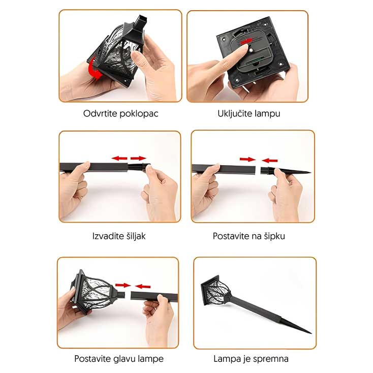 6 solarnih lampi u obliku fenjera za dvorište 5662 - pogled 4