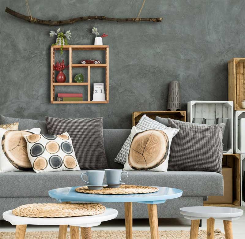 Zidna polica od orahovog drveta Polly - pogled 4