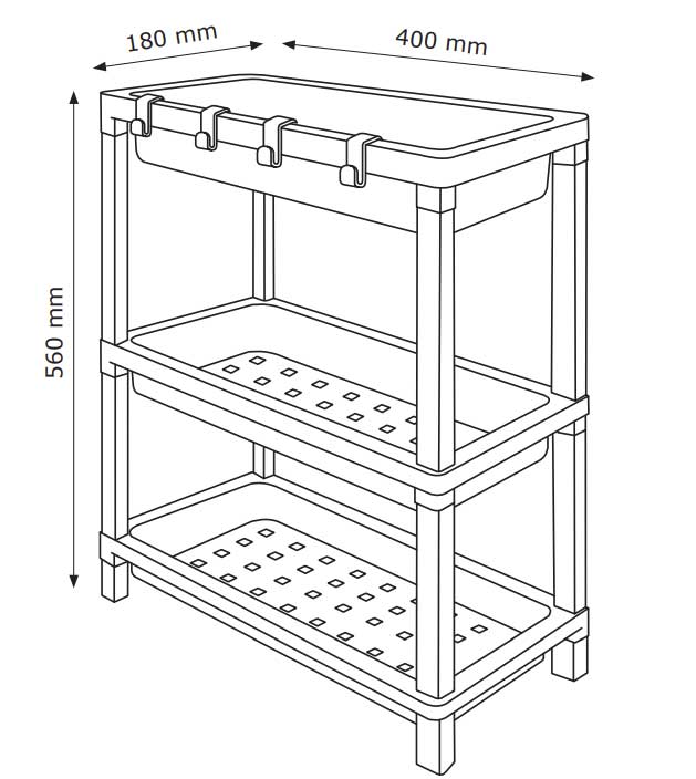 Polica za kupatilo sa tri nivoa 40x56x18cm - pogled 4
