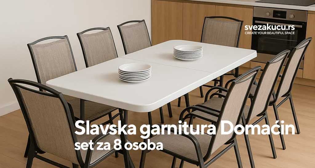 Trpezarijska garnitura za 8 osoba Sa sklopivim stolom Domaćin - pogled 4