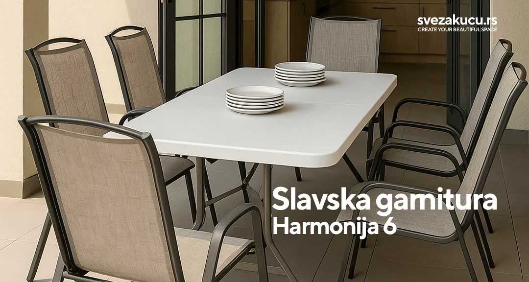 Trpezarijska garnitura za šest osoba Sa sklopivim stolom Harmonija 6 - pogled 4