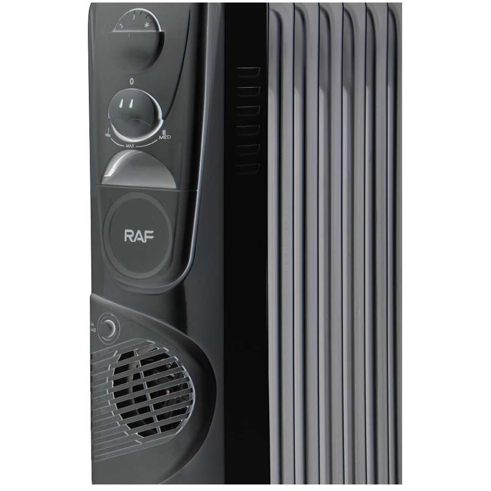 Raf R.0931b Uljni Radijator Sa Ventilatorom 9 Rebara Crni 2400w - pogled 4