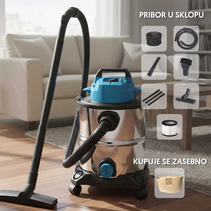 Kućni usisivač za suvo i mokro usisavanje 20l 1400W Prosto USM3214-20 - pogled 4