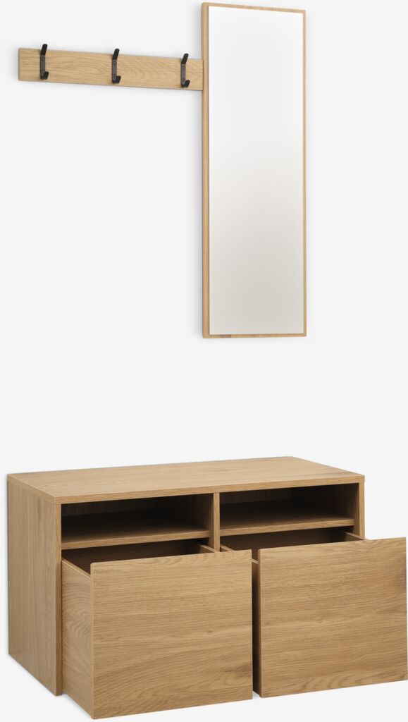 Predsoblje Indie - Ogledalo, Čiviluk i 2 Fioke - pogled 4