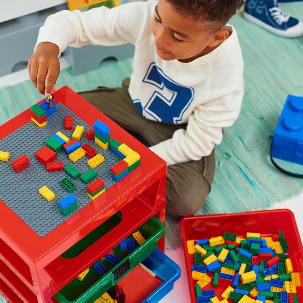 LEGO Lego Polica Sa 3 Fioke I Podlogom Za Gradnju - Crvena - pogled 4