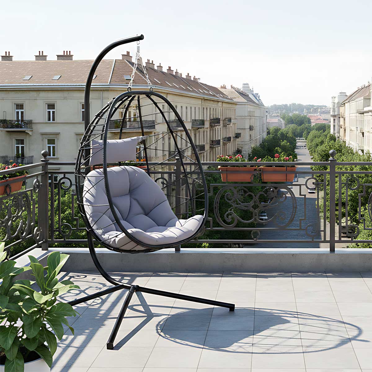 Jaje Ljuljaška Sa Sklopivom Korpom, Debelim Jastukom i Čeličnim Postoljem - pogled 4