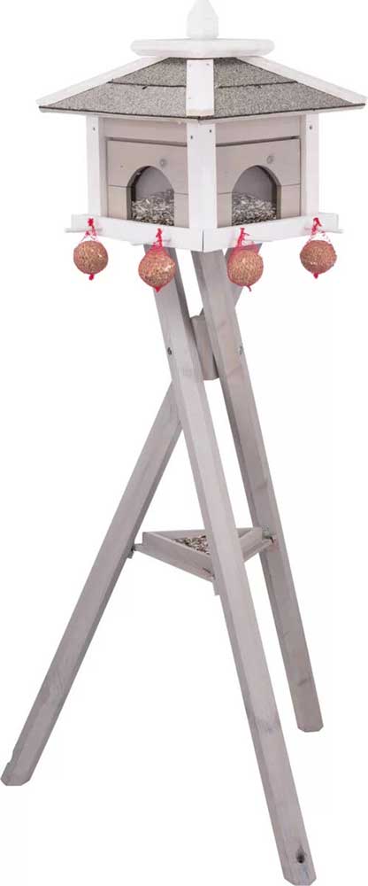 Velika hranilica za ptice na postolju 1.35m Drvena kućica Natura grey/white Trixie 55810 - pogled 4