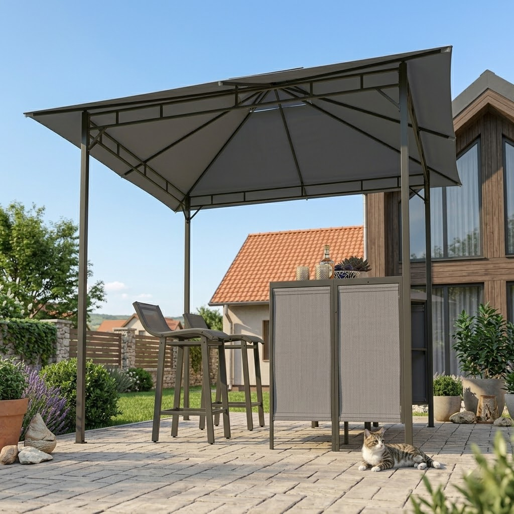 2 Barske Stolice, Paviljon i Barski Roštilj Sto 4 u 1 Komplet - pogled 4