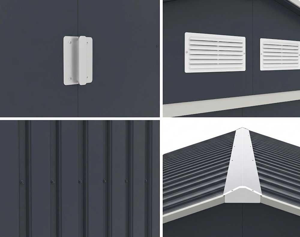 Pomoćna metalna baštenska kućica sa kliznim vratima Ferox-A 2.7m² - pogled 4