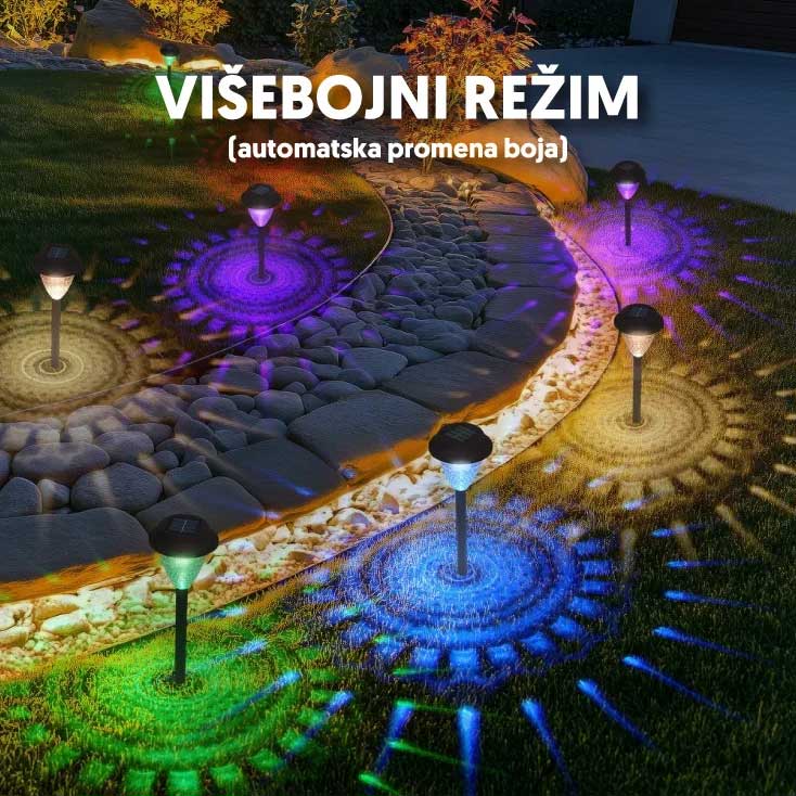 Šest solarnih baštenskih lampi RGB+toplo belo svetlo - pogled 4