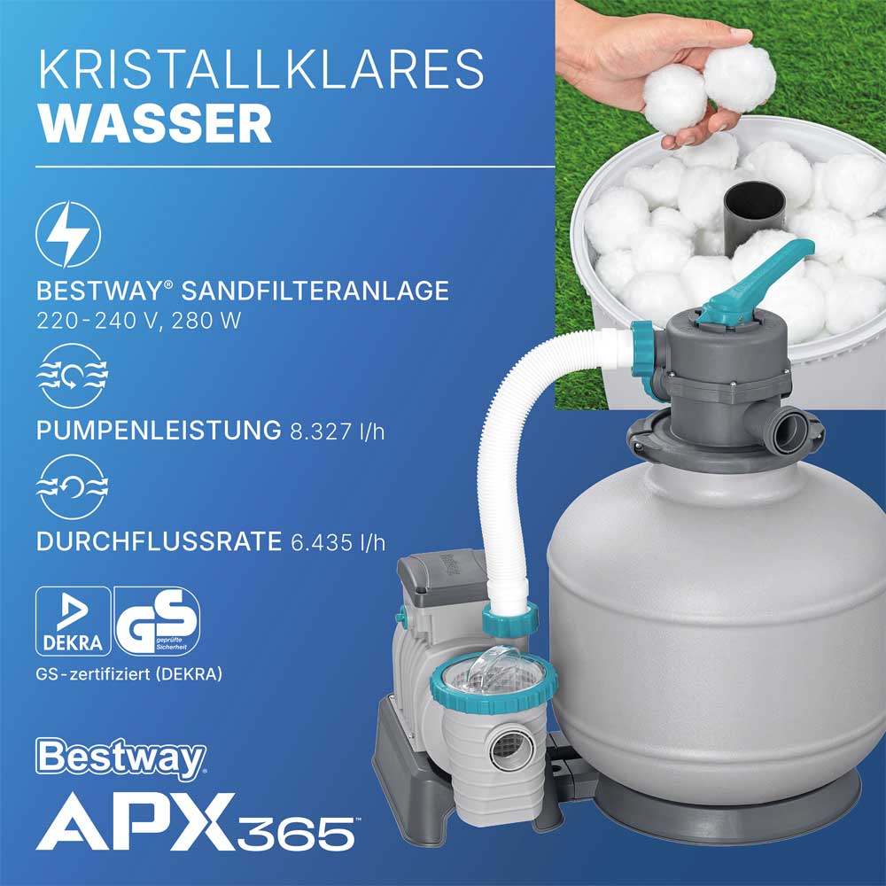 Bestway APX365™ Bazen sa peščanom pumpom i merdevinama 956 x 488 x 132 cm 561KJ - pogled 4