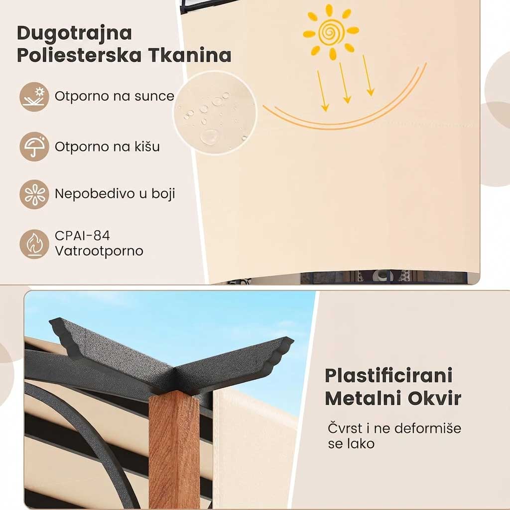 Pergola Sa Lučnim Krovom 3.6 x 3 m Venturo Prestige - pogled 4