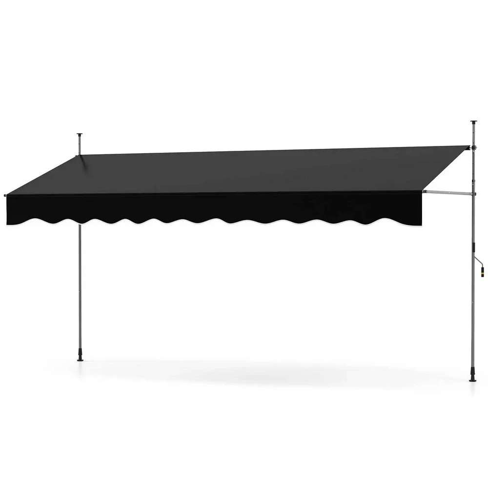 Crna Balkonska Tenda sa Teleskopskim Nosačima 400 x 120 cm Montelux Easy - Bez Bušenja - pogled 4